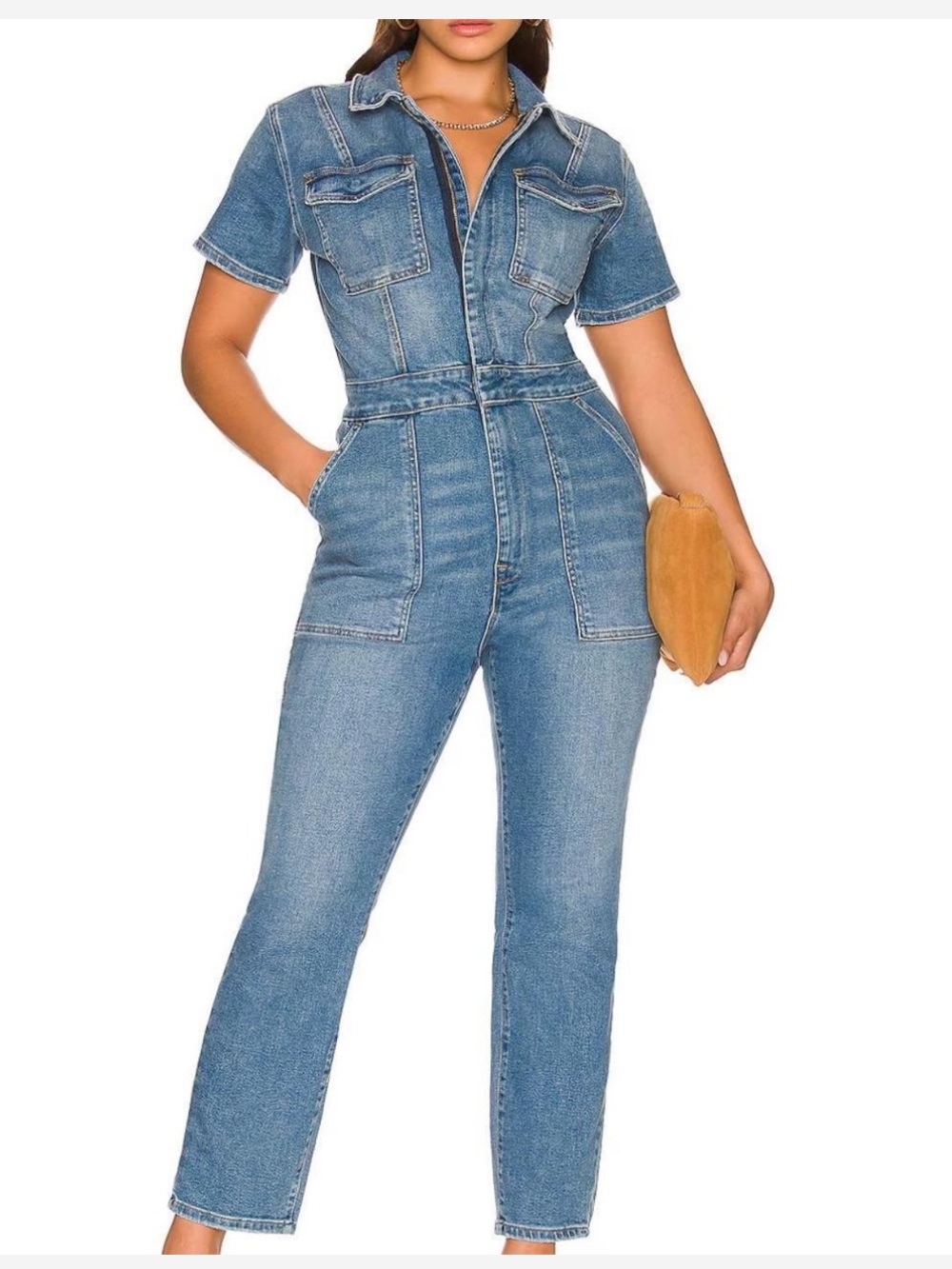Good American Fit For Success blue denim jumpsuit XL NWT